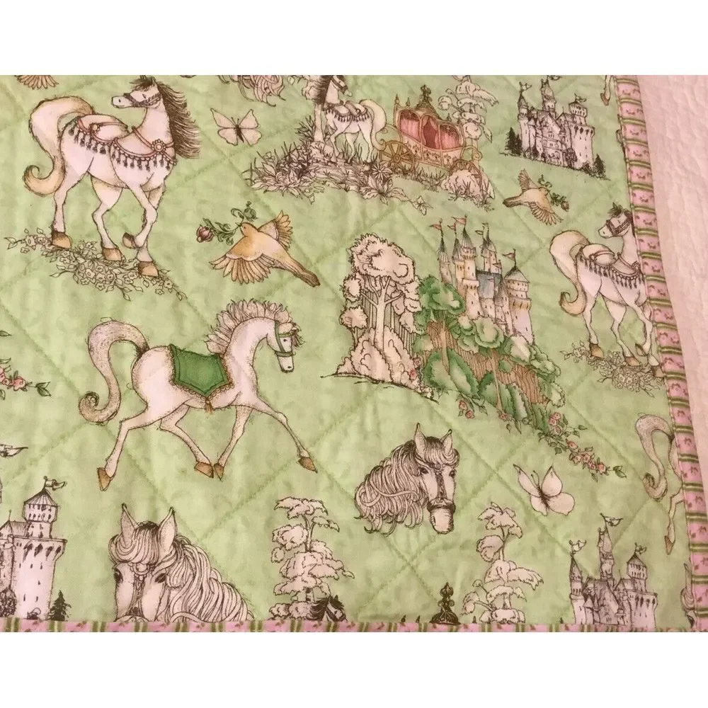 Baby‎ Quilt Crib 45x40 Small Quit 20x18 Handmade By Karen Cox Pink Green